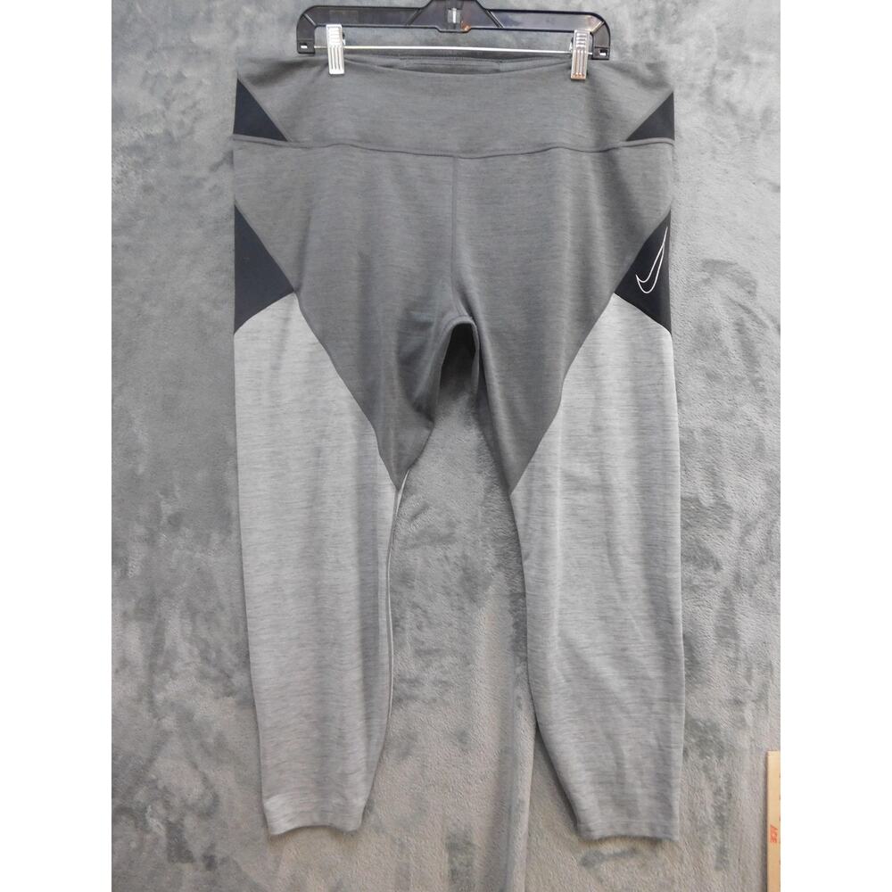 Nike Leggings Womens 3X Gray Black Colorblock High Rise 7/8 Leggings DJ4430-010